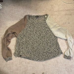 Two toned, long sleeve see through textured shirt